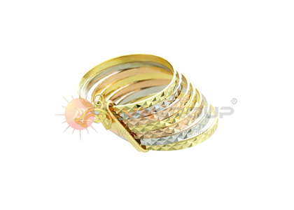 Three Tone Plated 7 Days Fish Charm Ring